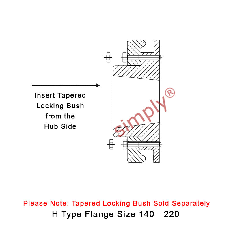 Major Brand F140H-MB Drive Coupling Outer Tapered Locking Bush Type Max Bush Bore 100mm / 4 inch
