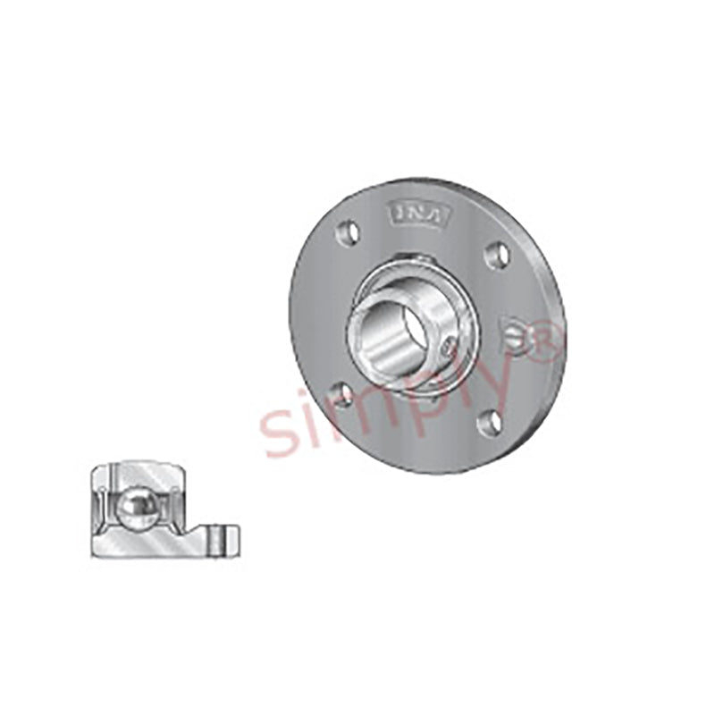 INA PMEY35XLN Four Bolt Cast Iron Round Housing with Grub Screw Insert 35mm Bore