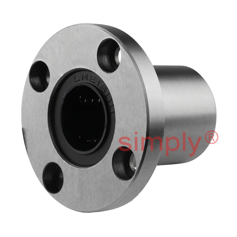 LMEF16UU Round Flanged Linear Ball Bushing with Rubber Seals and Resin Retainer 16x26x36mm