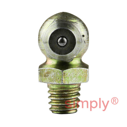 M10x1 Metric Tapered Hardened Mild Steel Zinc Plated 90 deg Hydraulic Grease Nipples 