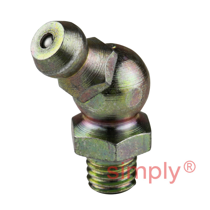 M6x1 Metric Tapered DIN Head-forming Thread Hardened Mild Steel Zinc Plated 45 deg Hydraulic Grease Nipples 