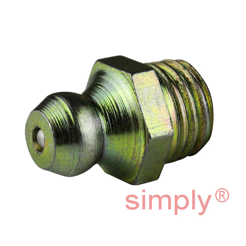 M8x1 Metric Tapered Hardened Mild Steel Zinc Plated Straight Hydraulic Grease Nipples 