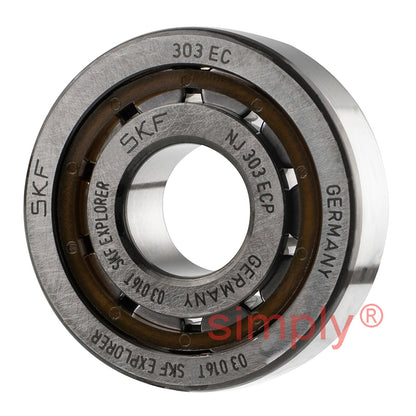 SKF NJ303ECP Single Row Cylindrical Roller Bearing with Polyamide Cage 17x47x14mm