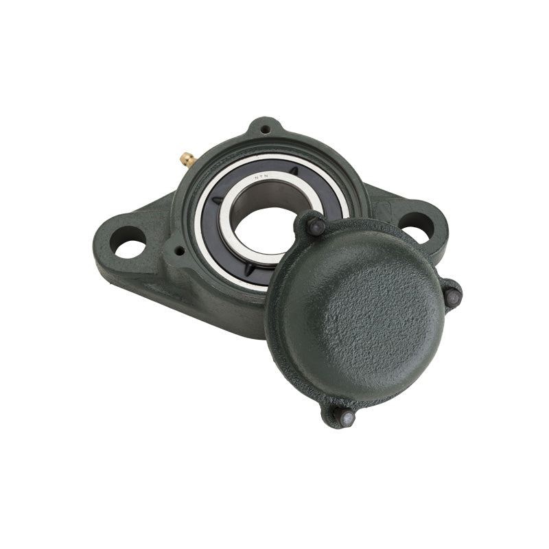 NTN CM-UKFL311SD1/HS2311 Imperial Two Bolt Cast Iron Oval Housing with Cast Iron Cover - Closed Version - Insert and Adaptor Sleeve Fits 1-7/8 inch Shaft - Allow 2-3 Days