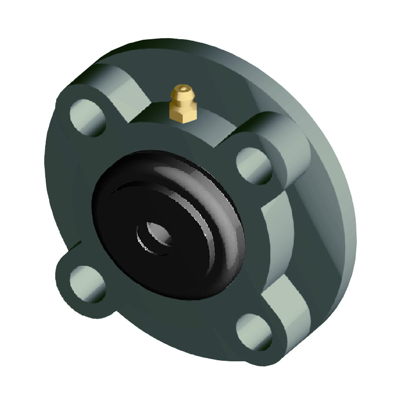 NTN S-UCFC213D1 Metric Four Bolt Cast Iron Round Flanged Housing with 65mm Insert with Steel Plate Cover - Open Version - Allow 2-3 Days