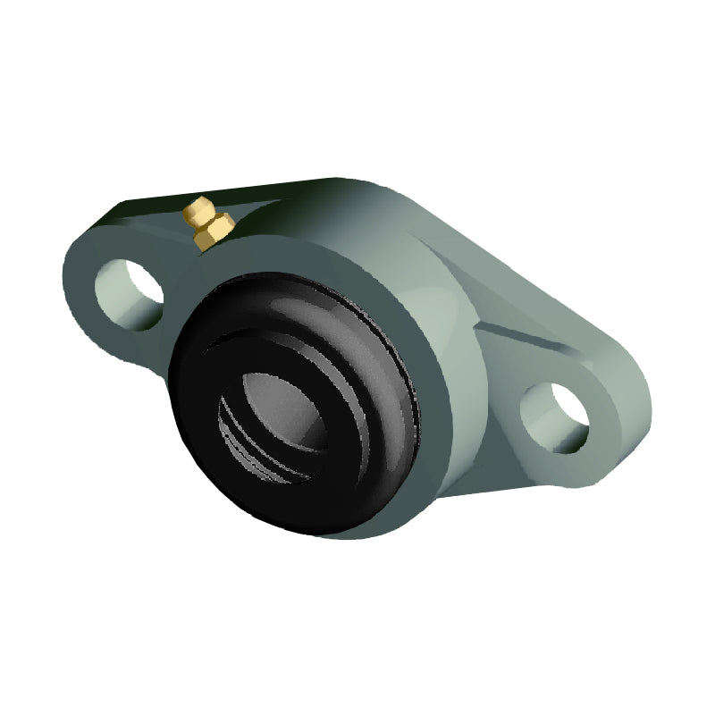 NTN S-UCFLX07-107D1 Imperial Two Bolt Oval Cast Iron Flange Housing with 1-7/16 inch Bore Insert with Steel Plate Cover - Open Version - Allow 2-3 Days