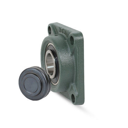 NTN SM-UKF213SD1/HS2313X Imperial Four Bolt Square Cast Iron Housing with Steel Plate Cover - Closed Version - Insert and Adaptor Sleeve Fits 2-3/8 inch Shaft - Allow 2-3 Days