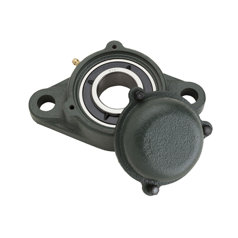 NTN SM-UKFL206D1/H2306X Metric Two Bolt Cast Iron Oval Housing with Steel Plate Cover - Closed Version - Insert and Adaptor Sleeve Fits 25mm Shaft - Allow 2-3 Days
