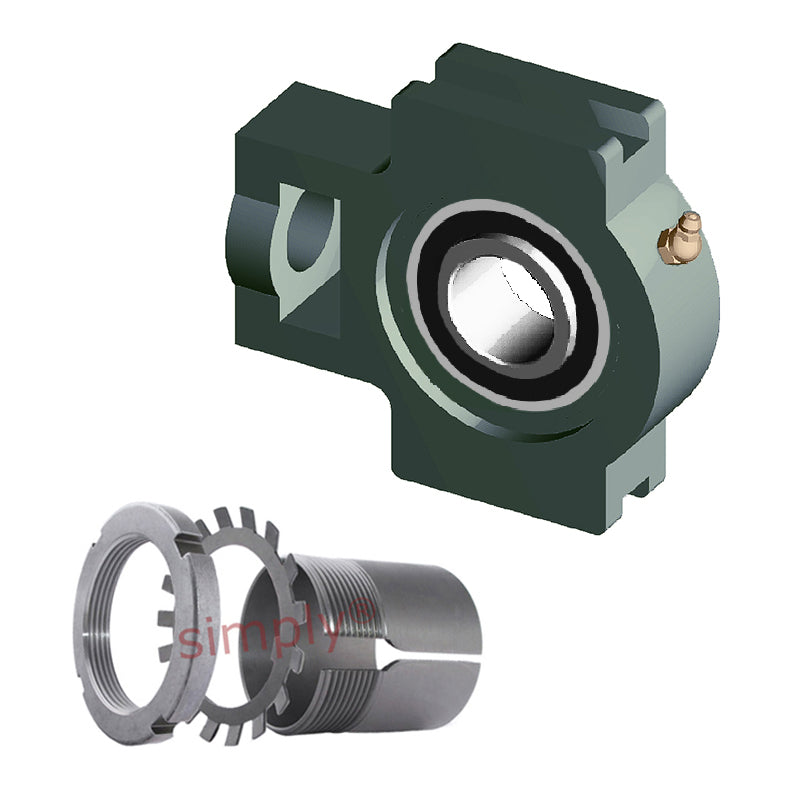 NTN UKT210D1/HS2310 Imperial Cast Iron Take Up Unit Insert and Adaptor Sleeve Fits 1-5/8 inch Shaft - Allow 2-3 Days