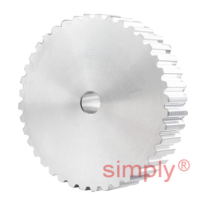P40-XL-037 - 1/5 inch Pitch 40 Tooth Pilot Bore Aluminium Timing Pulley for 3/8 inch Wide Belt