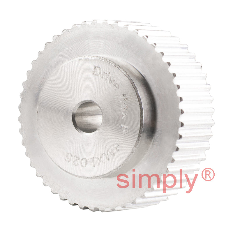 P48-MXL-025 - 0.08 inch Pitch 48 Tooth Pilot Bore Aluminium Timing Pulley for 1/4 inch Wide Belt