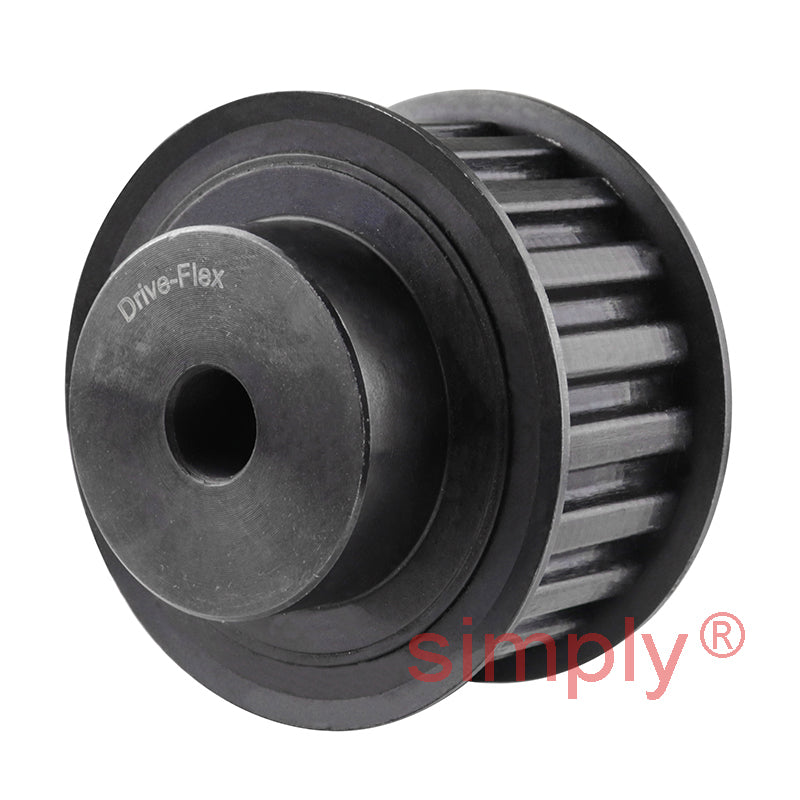 P24-H-200F - 1/2 inch Pitch 24 Tooth Flanged Pilot Bored Steel Timing Pulley for 2 inch Wide Belts