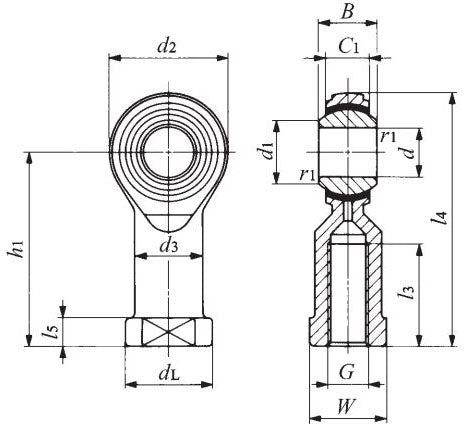 Budget PHS22 Right Hand Steel / Bronze Lined Plain Female Rod End 22mm Bore M22x1.5 Thread