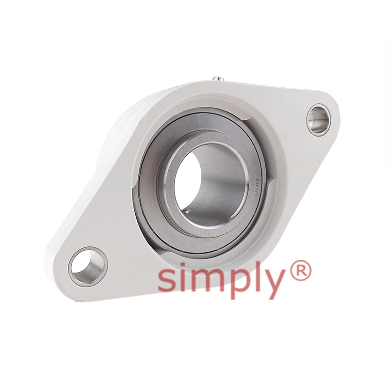 RHP PSFT35CR Thermo Plastic Two Bolt Oval Flange Housing with 35mm Bore Stainless Insert - Allow 2-3 Days