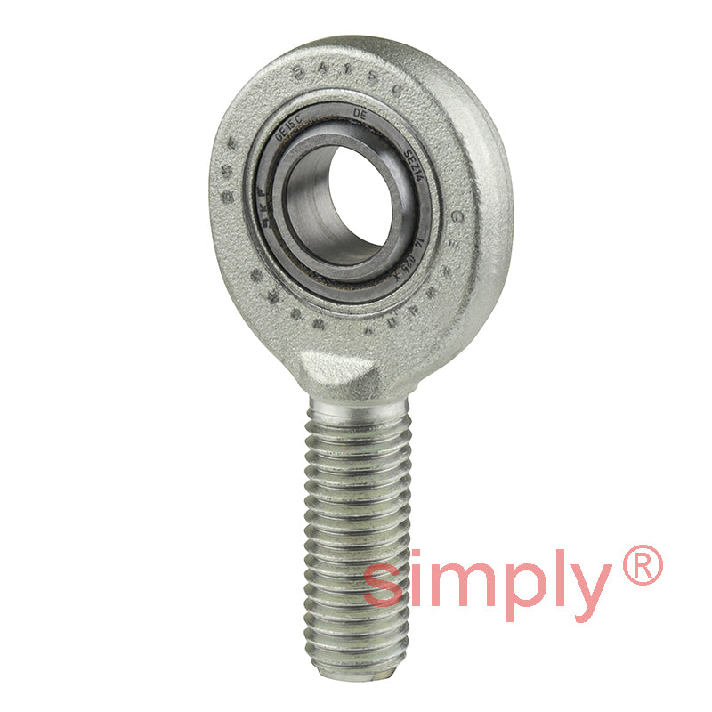 SKF SA15C Right Hand Steel / PTFE Sintered Bronze Lined Plain Male Rod End M14 Thread