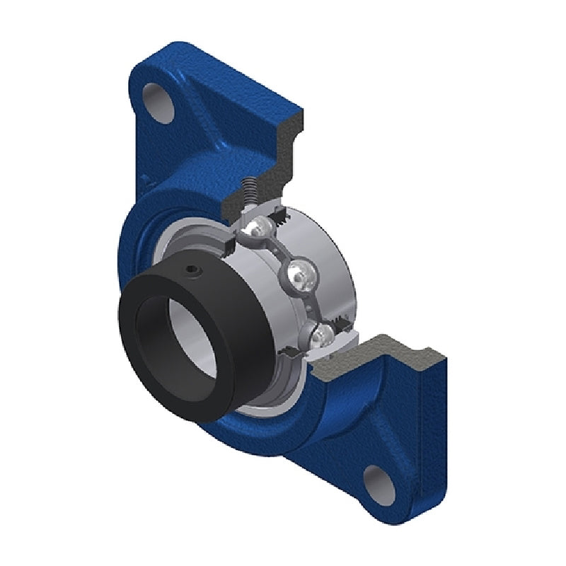 SNR EXF206L3 Metric Four Bolt Square Cast Iron Flange Housing with 30mm Bore Eccentric Collar Insert with Triple Lip Seal - Allow 2-3 Days