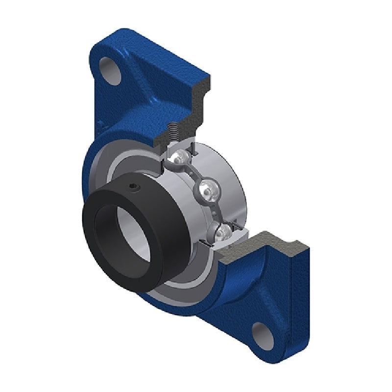 SNR EXF201N Metric Four Bolt Square Cast Iron Flange Housing with 12mm Bore Eccentric Collar Insert - Allow 2-3 Days