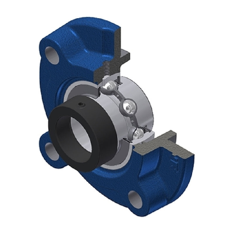 SNR EXFC213 Metric Four Bolt Cast Iron Round Flanged Housing with 65mm Eccentric Collar Insert - Allow 2-3 Days