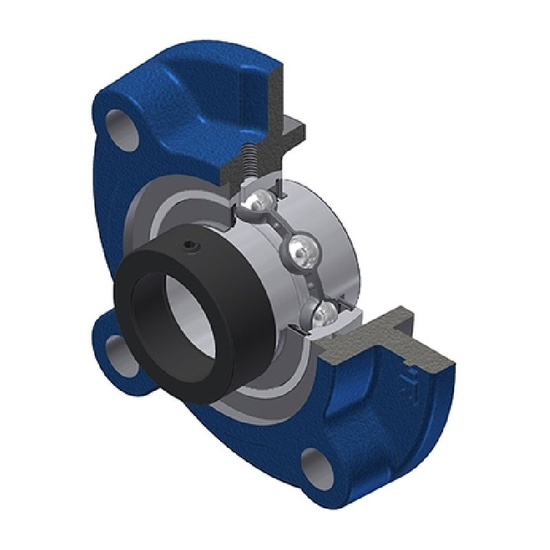 SNR EXFC204N Metric Four Bolt Cast Iron Round Flanged Housing with 20mm Eccentric Collar Insert - Allow 2-3 Days