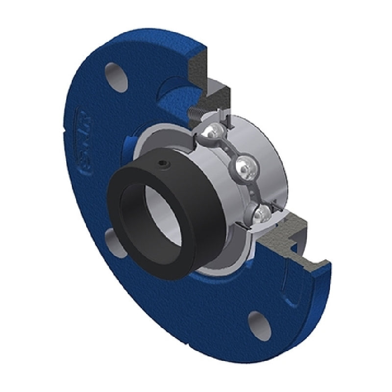 SNR EXFCE208 Metric Four Bolt Cast Iron Round Flanged Housing with 40mm Eccentric Collar Insert - Allow 2-3 Days