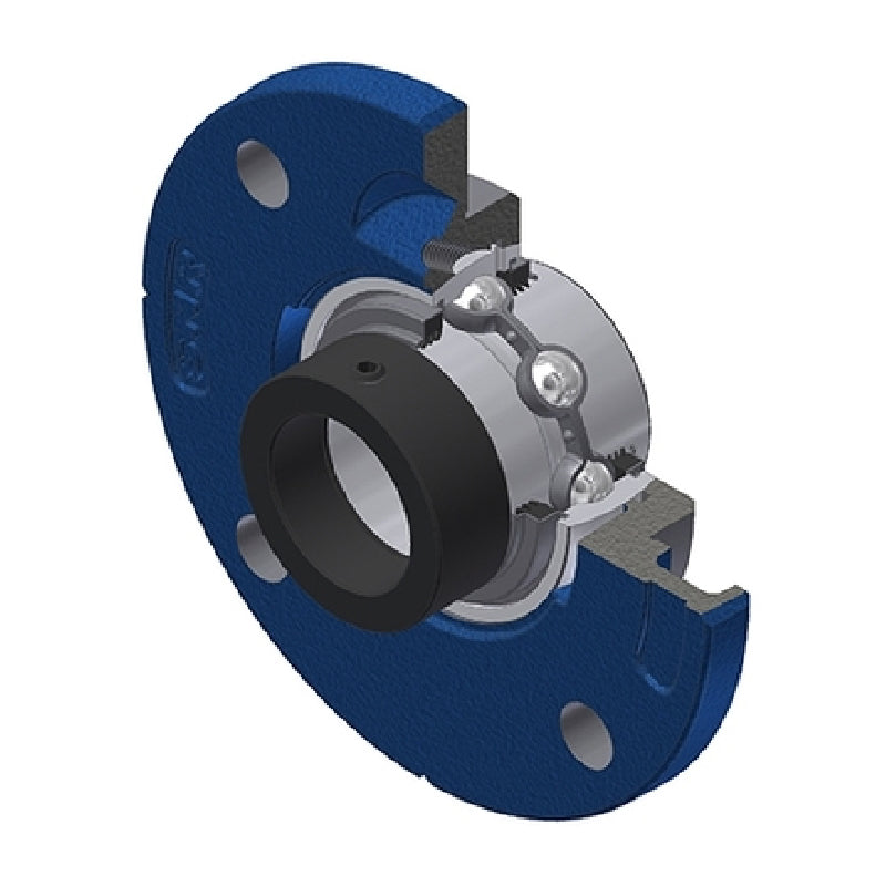 SNR EXFCE211L3 Metric Four Bolt Cast Iron Round Flanged Housing with 55mm Eccentric Collar Insert with Triple Lip Seal - Allow 2-3 Days