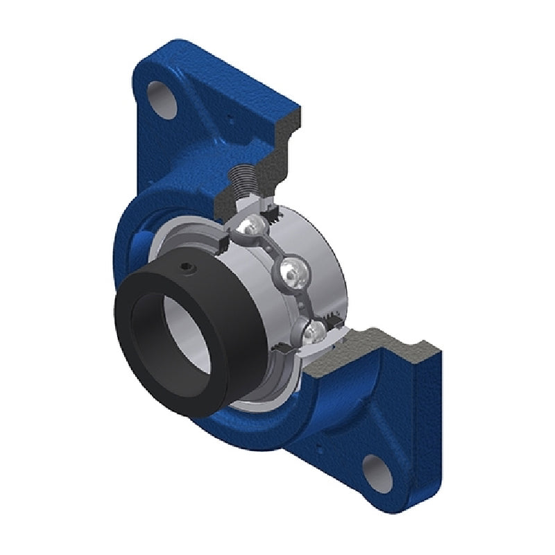 SNR EXFE210L3 Metric Four Bolt Square Cast Iron Flange Housing with 50mm Bore Eccentric Collar Insert with Triple Lip Seal - Allow 2-3 Days