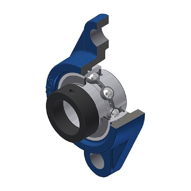 SNR EXFL218 Metric Two Bolt Cast Iron Oval Housing with 90mm Bore Eccentric Collar Insert - Allow 2-3 Days
