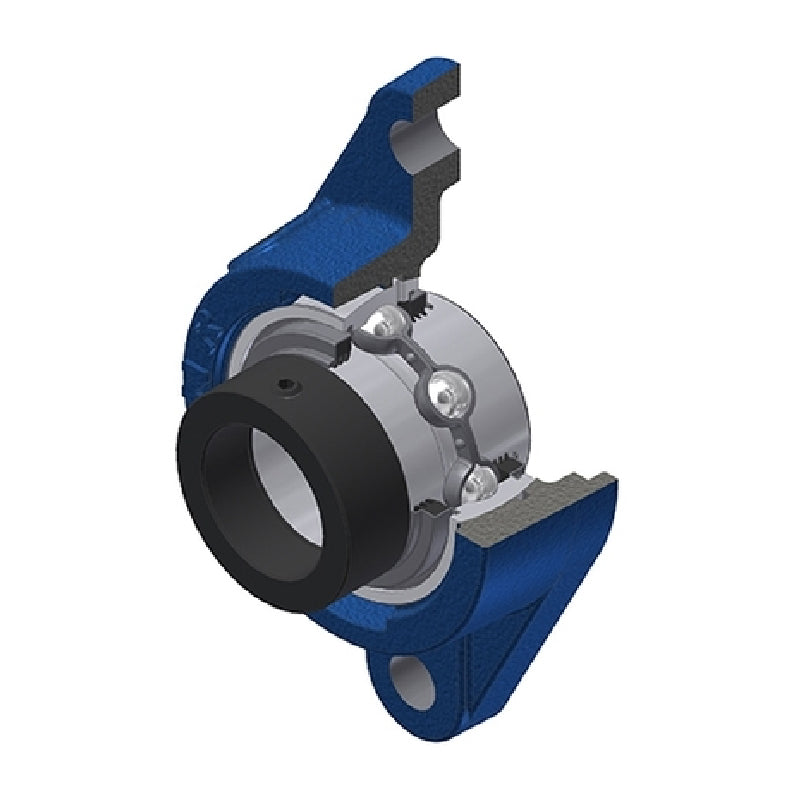 SNR EXFLE208L3 Metric Two Bolt Cast Iron Oval Housing with 40mm Bore Eccentric Collar Insert with Triple Lip Seal - Allow 2-3 Days