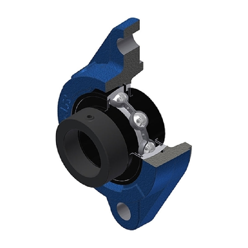 SNR EXFLZ210T20 Metric Two Bolt Cast Iron Oval Housing with 50mm Bore Eccentric Collar Insert Wide Temperature Version - Allow 2-3 Days
