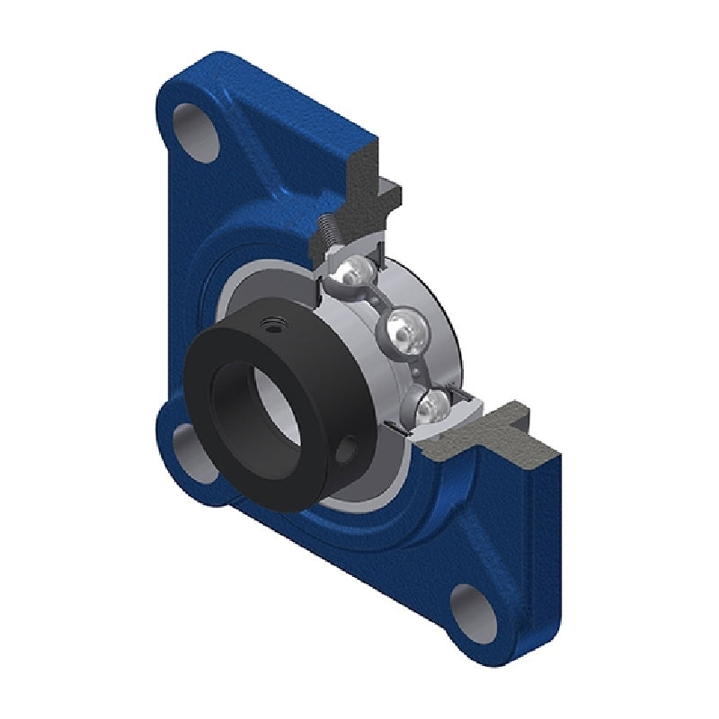 SNR EXFS319 Metric Four Bolt Square Cast Iron Flange Housing with 95mm Bore Eccentric Collar Insert - Allow 2-3 Days