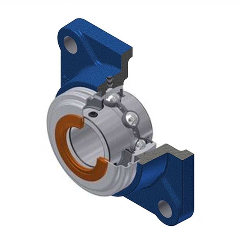SNR UCF209-26CC Imperial Four Bolt Square Cast Iron Flange Housing with 1-5/8 inch Bore Insert with Narrow Steel Plate Cover - Closed Version - Allow 2-3 Days