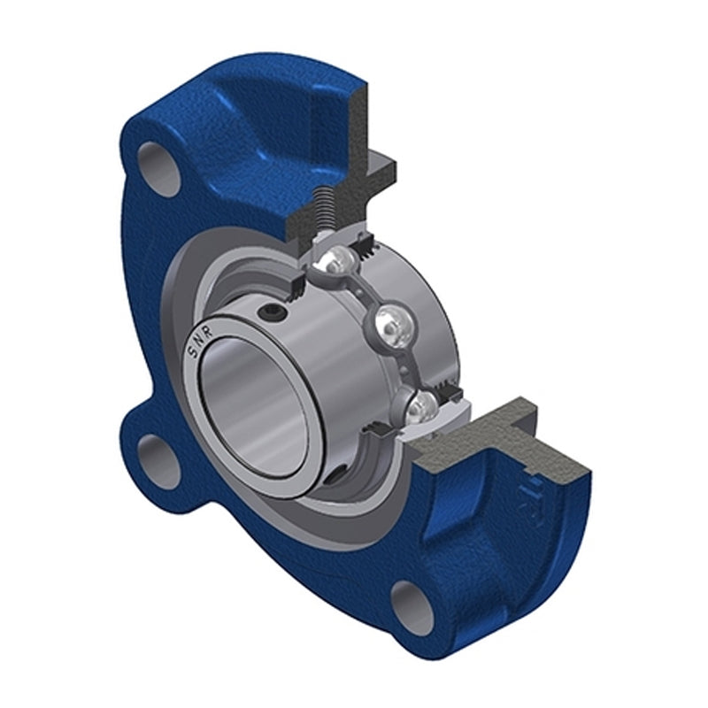 SNR UCFC207NL3 Metric Four Bolt Cast Iron Round Flanged Housing with 35mm Insert with Triple Lip Seal - Allow 2-3 Days