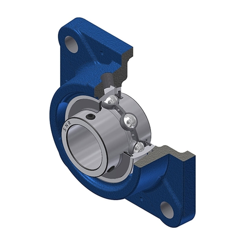 SNR UCFE210L4 Metric Four Bolt Square Cast Iron Flange Housing with 50mm Bore Insert - Allow 2-3 Days