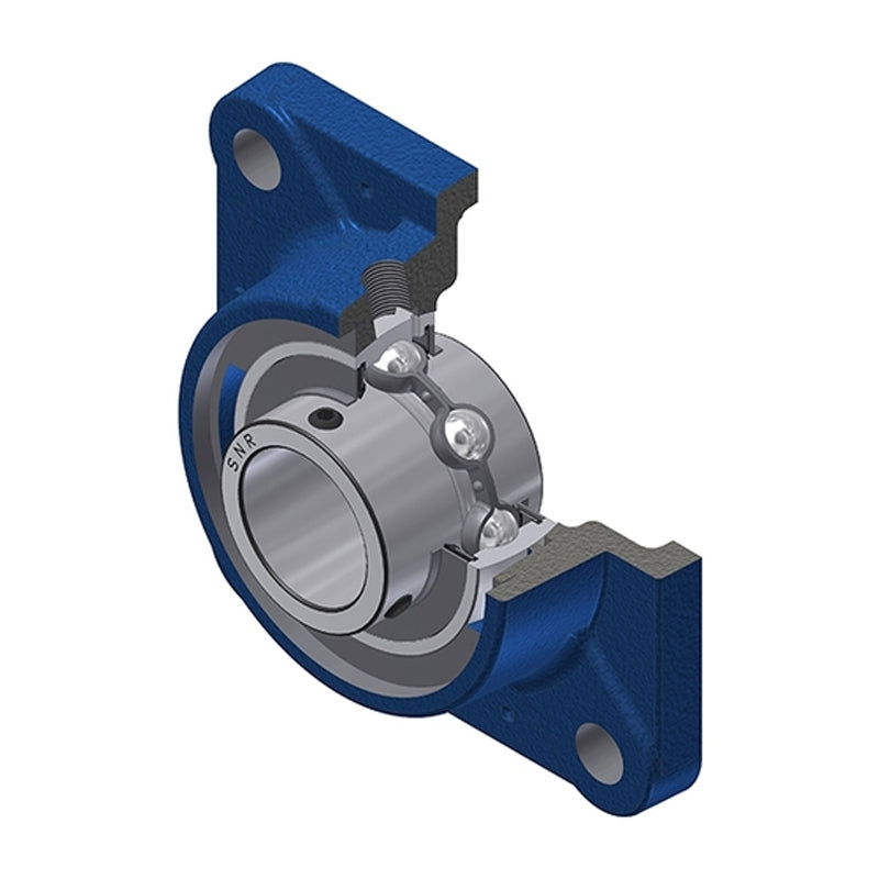 SNR UCFE211-32N Imperial Four Bolt Square Cast Iron Flange Housing with 2 inch Bore Insert - Allow 2-3 Days