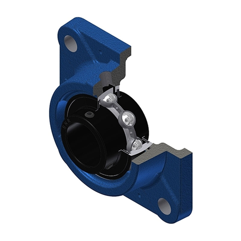 SNR UCFE212T20 Metric Four Bolt Square Cast Iron Flange Housing with 60mm Bore Insert Wide Temperature Version - Allow 2-3 Days