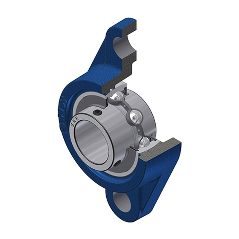 SNR UCFL313 Metric Two Bolt Oval Cast Iron Flange Housing with 65mm Bore Insert - Allow 2-3 Days