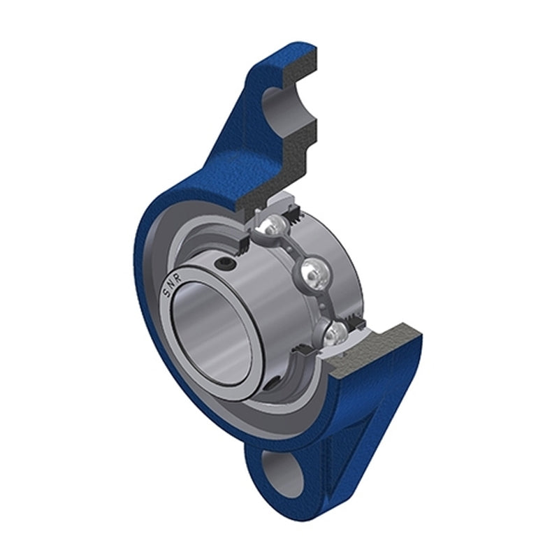 SNR UCFL208NL3 Metric Two Bolt Oval Cast Iron Flange Housing with 40mm Bore Insert with Triple Lip Seal - Allow 2-3 Days