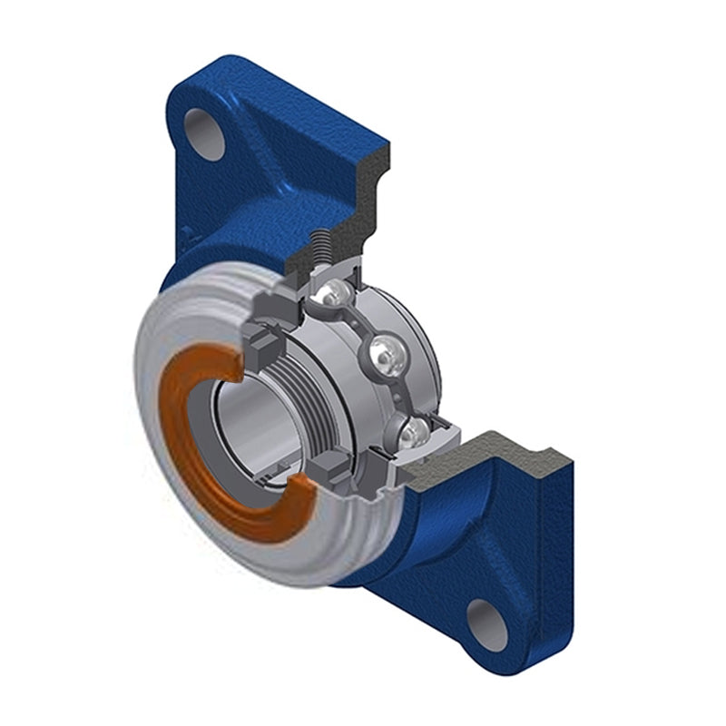 SNR UKF209HCC Metric Four Bolt Square Cast Iron Housing Insert with Narrow Steel Plate Cover and Adaptor Sleeve Fits 40mm Shaft - Closed Version - Allow 2-3 Days