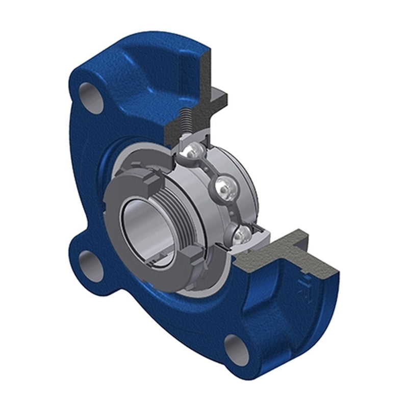 SNR UKFC211H Metric Four Bolt Cast Iron Round Flanged Housing Insert and Adaptor Sleeve Fits 50mm Shaft - Allow 2-3 Days