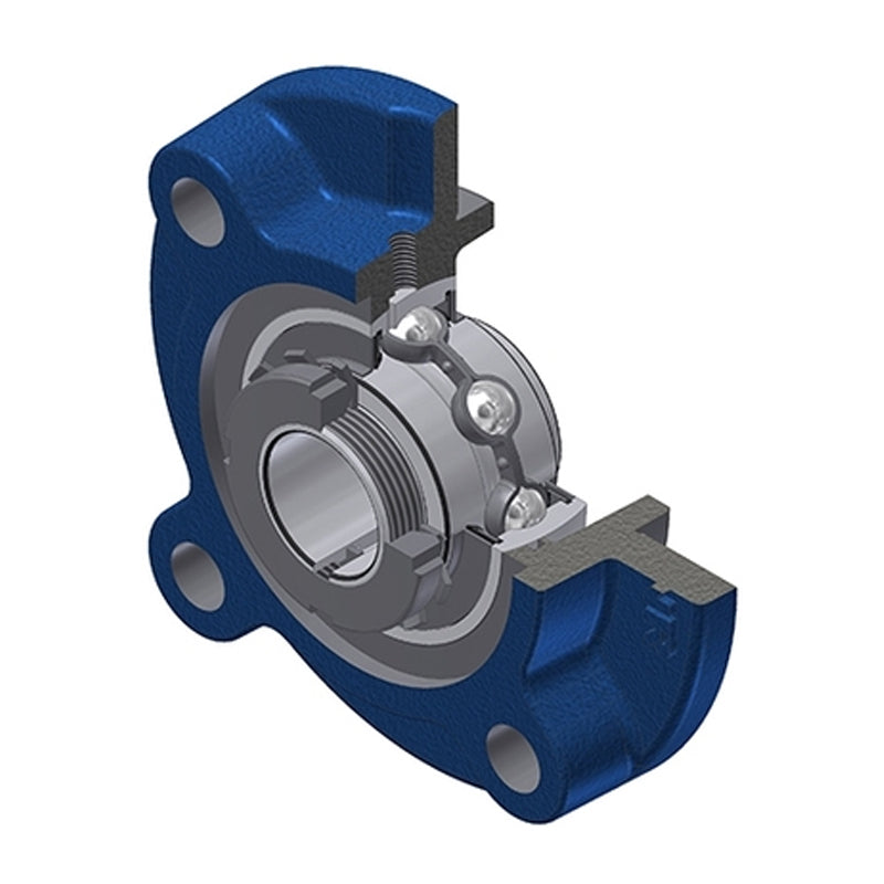 SNR UKFC207HN Metric Four Bolt Cast Iron Round Flanged Housing Insert and Adaptor Sleeve Fits 30mm Shaft - Allow 2-3 Days