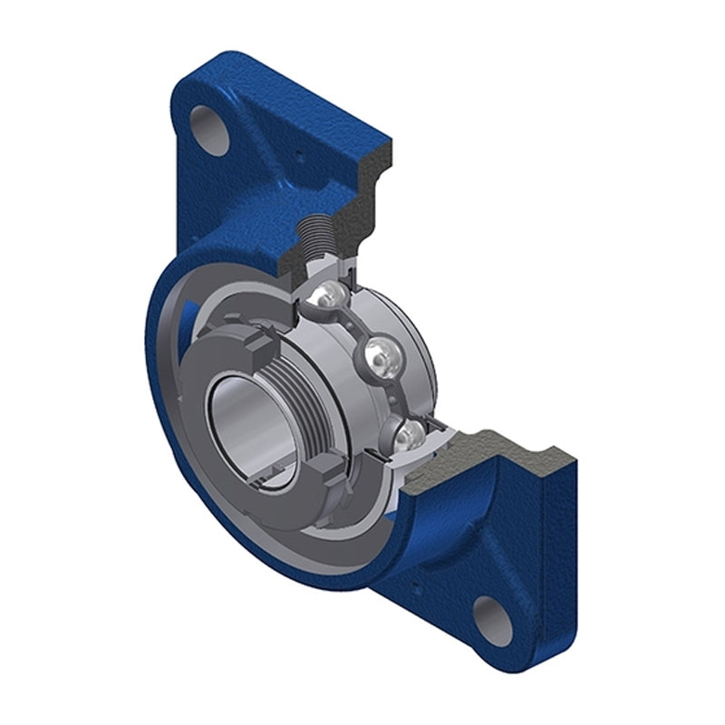 SNR UKFE208HN Metric Four Bolt Square Cast Iron Flange Housing Insert and Adaptor Sleeve Fits 35mm Shaft - Allow 2-3 Days