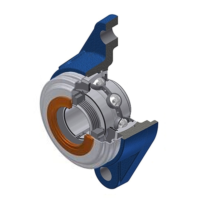 SNR UKFLE211HCC Metric Two Bolt Cast Iron Oval Housing with Narrow Steel Plate Cover - Closed Version - Insert and Adaptor Sleeve Fits 50mm Shaft - Allow 2-3 Days