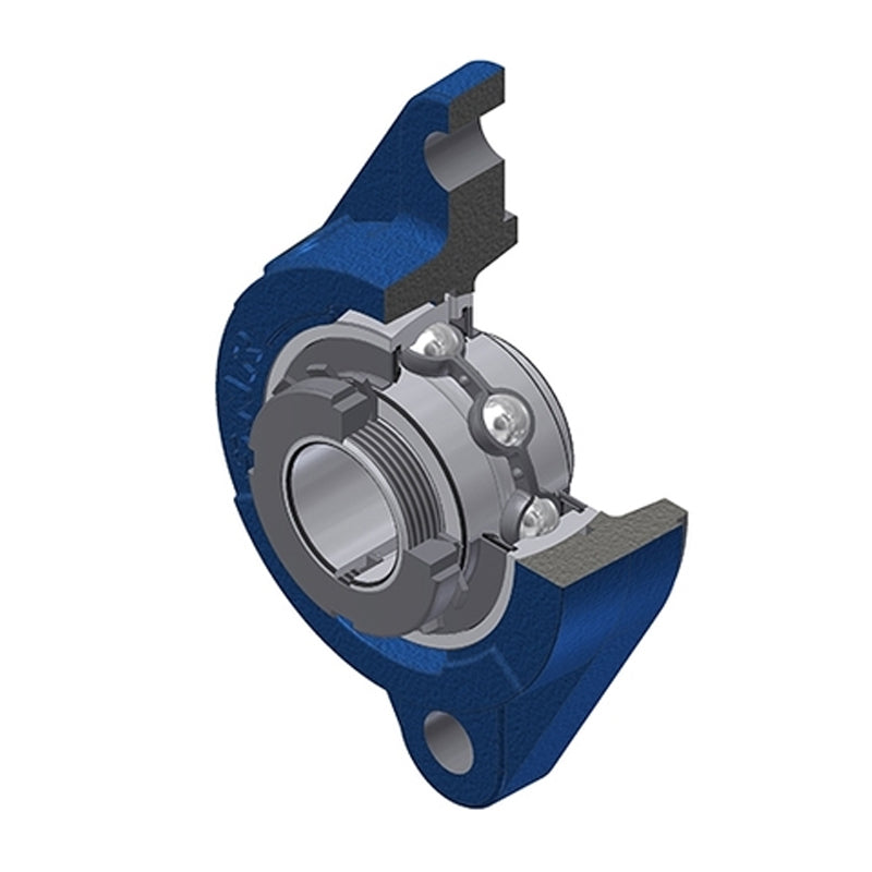 SNR UKFLZ208H Metric Two Bolt Cast Iron Oval Housing Insert and Adaptor Sleeve Fits 35mm Shaft - Allow 2-3 Days