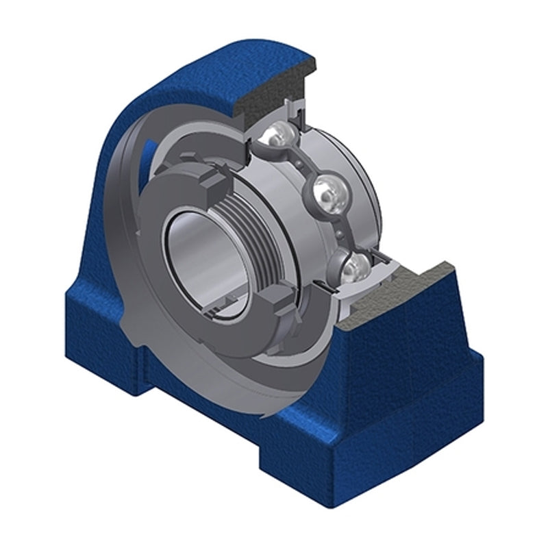 SNR UKPG211HN Metric Cast Iron Two Bolt Pillow / Plummer Block Housing Insert and Adaptor Sleeve Fits 50mm Shaft - Allow 2-3 Days