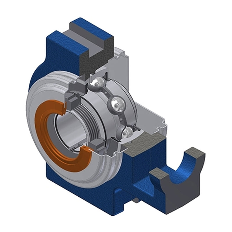 SNR UKT206HCC Metric Cast Iron Take Up Unit Insert with Narrow Steel Plate Cover and Adaptor Sleeve Fits 25mm Shaft - Closed Version - Allow 2-3 Days