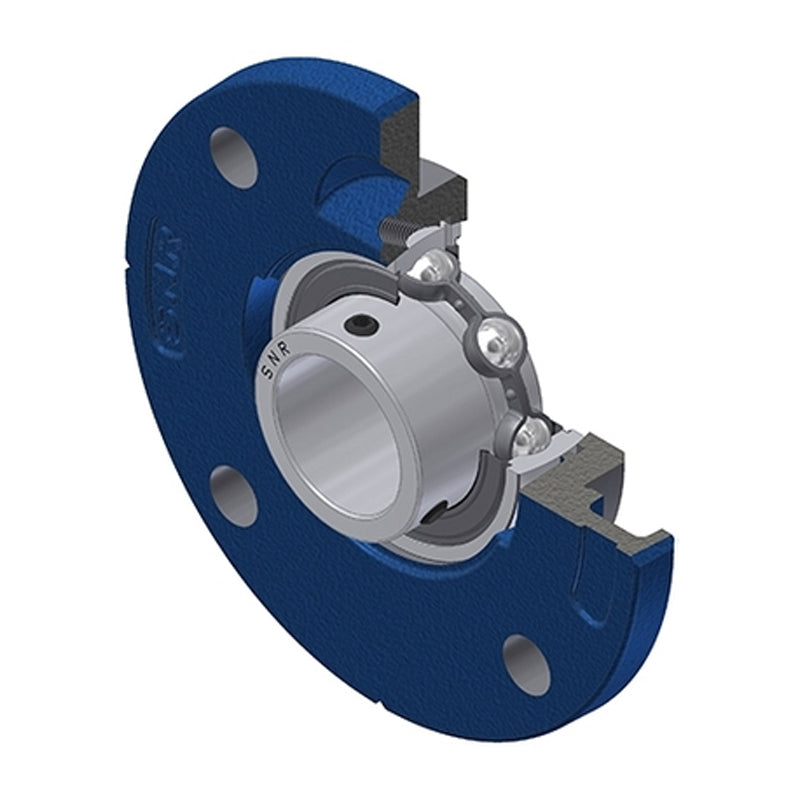 SNR USFCE201 Metric Four Bolt Cast Iron Round Flanged Housing with 12mm Insert - Allow 2-3 Days