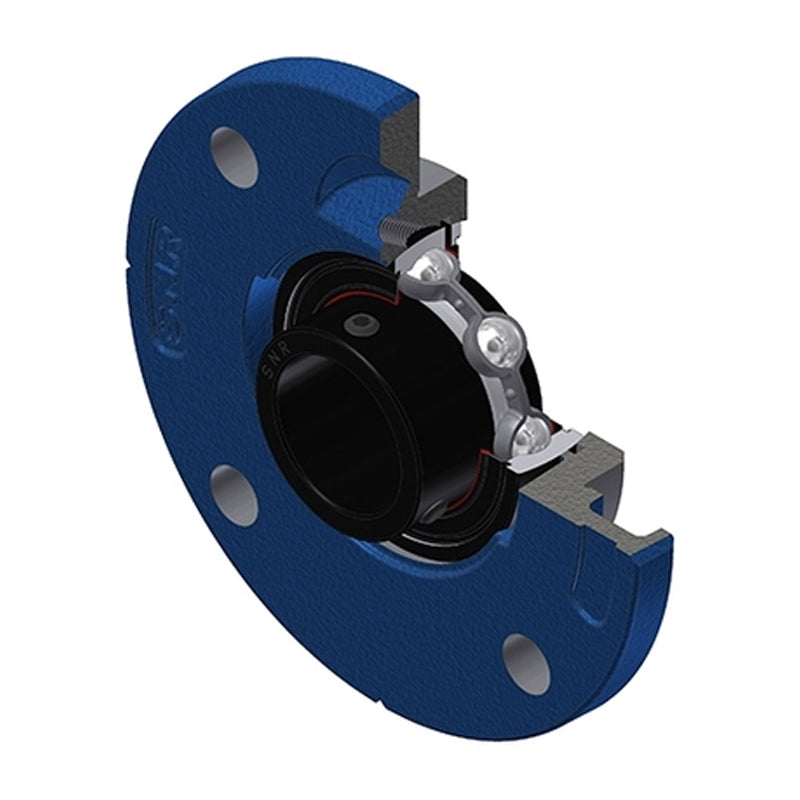 SNR USFCE210T20 Metric Four Bolt Cast Iron Round Flanged Housing with 50mm Insert Wide Temperature Version - Allow 2-3 Days