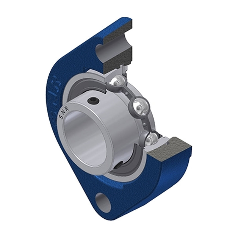 SNR USFD203 Metric Two Bolt Oval Cast Iron Flange Housing with 17mm Bore Insert - Allow 2-3 Days