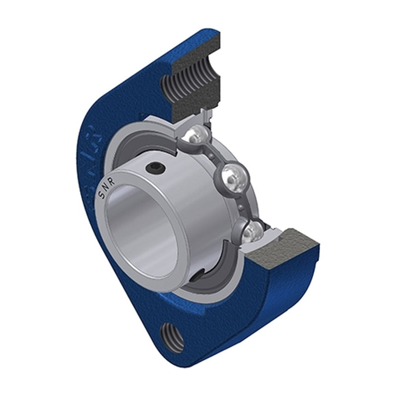 SNR USFD202M6 Metric Two Bolt Oval Cast Iron Flange Housing with 15mm Bore Insert - Allow 2-3 Days