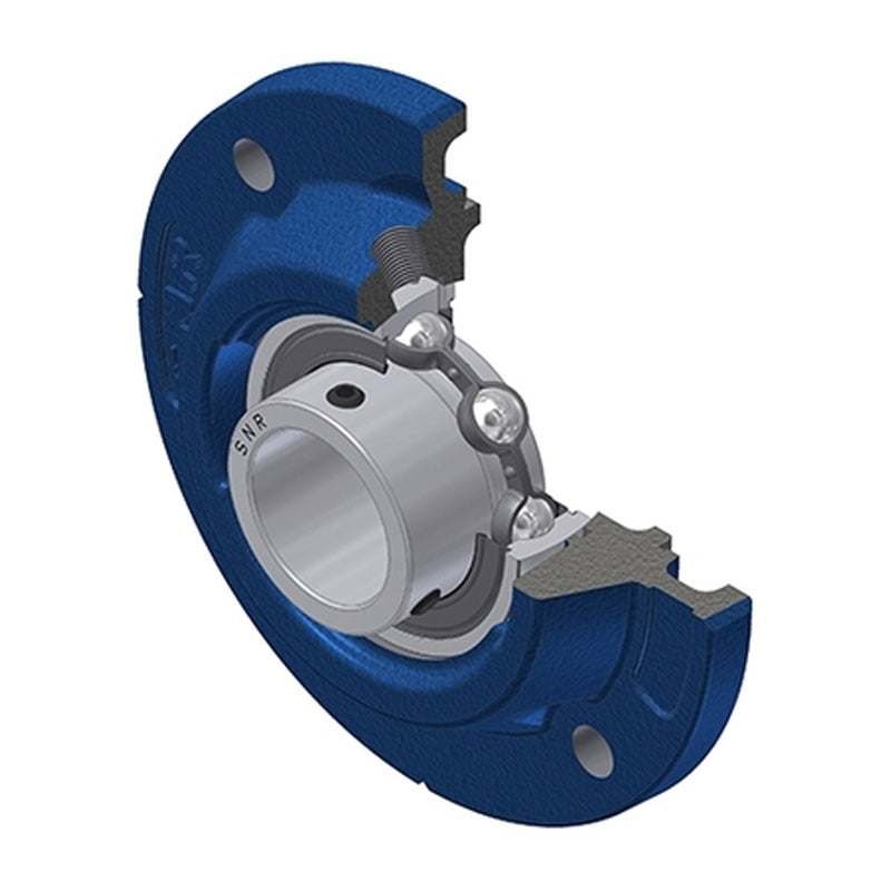 SNR USFEE206 Metric Four Bolt Cast Iron Round Flanged Housing with 30mm Insert - Allow 2-3 Days